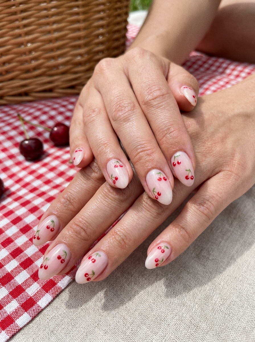 Cherry Picnic Nails